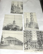1977 Nashville Landmark Art Cards Lot of 13 Fisk Capitol Hermitage Parthenon picture