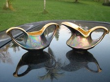 PEARL CHINA CO.SET OF TWO IRIDESCENT  GOLD TRIM 7