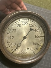 c1905 Ashcroft Bourdon Co. 7.25” Brass 200 PSI Pressure Tube Gauge 783864 A Iron picture