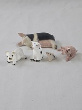 Vintage Ceramic Pig Figurine Set of 5 Farm Animal Collectibles Miniature Decor picture