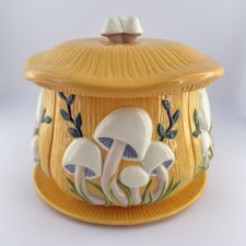 Vintage Arnel's Merry Mushrooms 1974 4 Pc Canister Lazy Susan Set Yellow USA picture