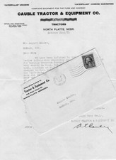 1931 Letter from Cauble Tractor & Equip-North Platte Nebraska to  Zander, McCook picture