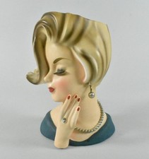 Inarco Cleveland OH Lady Head Vase With Pearls picture