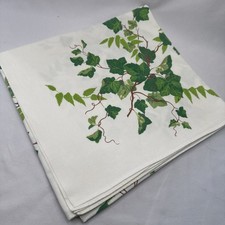 Vintage 1950’s WILENDUR Green Ivy Screen Print 50” Square Cotton Tablecloth picture