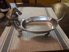 Christmas Dachshund Dog Pewter Silver Oval Candy Dish Made In India  picture