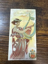 1880s N80 Duke Card - Holidays Series Independence Day, Peru Trimmed Paper Loss picture