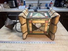 Antique Craftsman period hand leaded stained glass shade Light Fixture picture