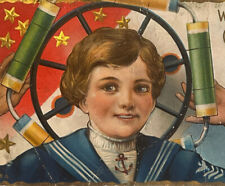 Atq 1914 Ephemera Patriotic Postcard Young Boy Fireworks 4th Of July 1910 E Nash picture