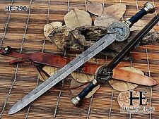 HUNTEX Handmade Damascus Blade, Rosewood Hilt 83 cm Long Replica Herrugrim Sword picture