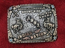 X~Treme☆1997☆Bronc Riding☆RODEO CHAMPION TROPHY BUCKLE☆Indian Nation☆Rare☆944 picture