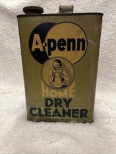 Vintage A-penn Home Dry Cleaner 1 Gallon Tin Can Great Condition  picture