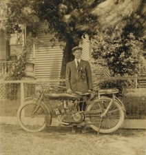 Indian Motorcycle 1905 Early Model Springfield Mass Hendee Sepia Photo J10077 picture