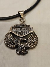VINTAGE HARLEY-DAVIDSON MOTORCYCLES HEFTY STERLING PENDANT WITH EAGLE .925 picture
