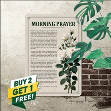 Morning Prayer Inspirational Bible Blessing Wall Decor Metal Tin Sign 8x12 In picture