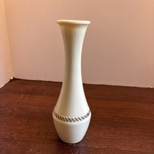 Vintage Wheaton Ware Custard Ivory Cream Glass Bud Vase Gold Rope Accent MCM EUC picture