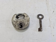 Vintage Handcrafted Iron Padlock with Key, Lock, Industrial Decor Collectible picture