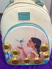Disney Loungefly Pocahontas Flit Sunflower Embroidered Mini Backpack NWT Charm picture