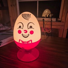 Vintage Humpty Dumpty Blow Mold Nursery Lamp Red White Table Light 12 Inch picture