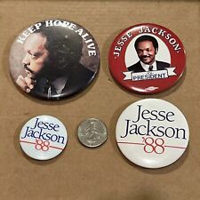 Lot of 4 Different Jesse Jackson political Pinback Buttons 1988 Election picture