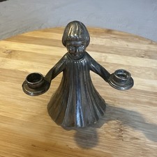 Vintage Italian Silver Tone Figural Candle Holder 3.5