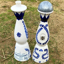 Clase Azul Tequila Liquor Bottle EMPTY- White & Blue Ceramic Collectible picture