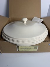 Longaberger Woven Tradition Heirloom Ivory Pottery Pie Plate Lid - NEW picture