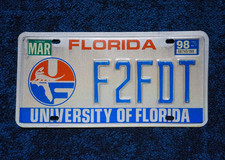 1998 UNIVERSITY OF FLORIDA License Plate picture