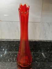 LE Smith Swung Vase Ribbed Amberina 13.75” Smoothie picture