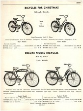 1952 PAPER AD Toy Rollfast Men's Bicycle Tank Headlight Luggage Rack  picture