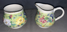 Nice Vintage Arthur Wood & Son England Floral Rose Sugar & Creamer 6584 picture
