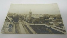 Unknown Town View Large Brick Church RPPC Real Photo Postcard Undivided Back Era picture