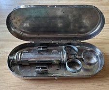 Antique Dr David Roberts Veterinary Syringe Case Set Metal Case Waukesha WI picture