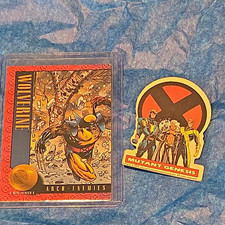 Vintage SkyBox 1993 X-Men Series 2 #52 Wolverine Card & 1991 X-Men Pin picture