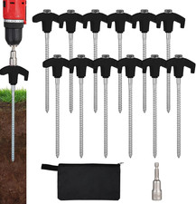 16 Pack Screw in Tent Stakes Heavy Duty,8 Inch Ground Anchors Screw In,Metal Sta picture