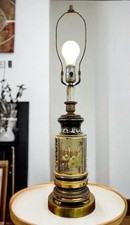 Vintage Early Mid Century Table Lamp With Village scene picture