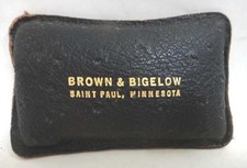 antique BROWN & BIGELOW LEATHER PAPER WEIGHT sandbag pin cushion picture