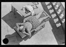 Photo:Miami Beach Florida 1939 June in January Sunbathing Woman Poolside picture