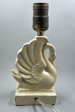 Vintage 1930’s Chalkware White Swan Table Lamp Rewired No Shade picture