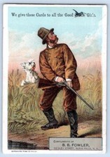GLENS FALLS NY*FOWLER*HUNTER*GUN*DOG*WE GIVE THESE CARDS TO ALL THE GOOD GIRLS picture