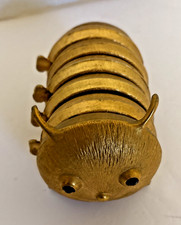 Vintage Mid Century Modern Gold Tone Metal CATERPILLAR 5 ASHTRAY Set picture