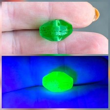 Antique c.1800s Uranium Glass African Trade Bead Green 1pc picture