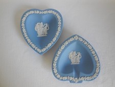 Two Blue Wedgwood Jasperware The Three Graces Trays  Heart and Spade picture