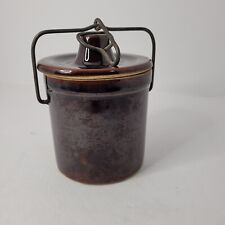 Vintage Brown Stoneware Butter Crock with lid picture