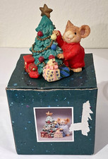 Vintage 1983 Enesco Country Calico Mice Christmas Tree Mouse Figurine picture