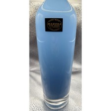 Makora Polish Blue Art Glass Bottle Vase Handmade Krosno Clear Base 12 Inch picture