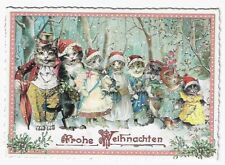 Postcard Glitter Tausendschoen Christmas Winter Cat Family Postcrossing picture