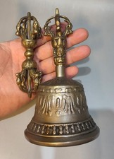 Wonderful Tibet Vintage Old Buddhist Alloy Copper Bell Ghanta Dorje Vajra picture