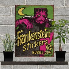1965 Frankenstein Stickers Bubble Gum Man Cave Metal Sign 9x12