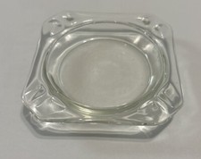 Vintage Retro Clear Square Glass Ashtray 3.5 Inches NOS picture