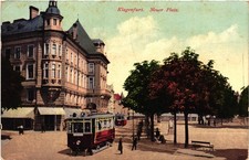 Klagenfurt Neuer Platz Austria Postcard 1907 Tram Trolley Street Scene picture